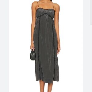 Ganni Black Lace-Trimmed Dress